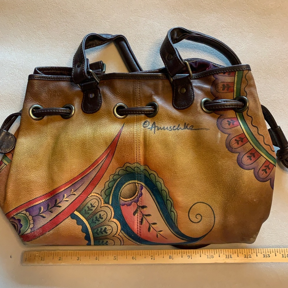 Anuschka bag with hand painted paisley accents - Picture 4 of 8